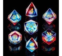 QUTHZZHY Juego de 7 dados DND poliédricos de resina para Dungeons and Dragons MTG RPG Pathfinder RPG D4 D6 D8 D10 D12 D20 D%