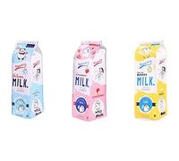 Qutsvosh Caja de lápices de la capacidad grande de la PU de la prenda impermeable de 3 cartones de leche, rosa