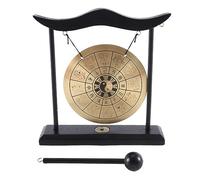 Qutsvosh Gong de Escritorio - Adorno de Escritorio de Gong de LatóN Feng Shui con Soporte y Mazo, Delicada DecoracióN China para el Hogar, ZodíAco