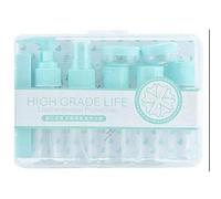 Qutsvosh Juego de botellas vacías de plástico portátil 12 en 1 con estuche, combinación de biberón cosmético simple para champú, acondicionador, loción, crema