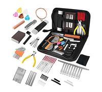 Qutsvosh Kit de herramientas de guitarra de 79 piezas, accesorios de guitarra, kit de reparación de guitarra con cuerdas de guitarra, púas, puentes, calibres