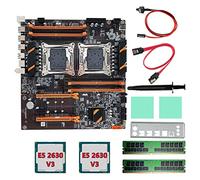 Qutsvosh Placa base X99 Dual CPU + 2XE5 2630 V3 CPU+2XDDR4 4G RECC RAM+cable SATA+deflector LGA 2011 8XDDR4 ranura compatible con CPU 2011-V3