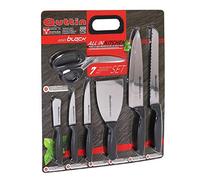 Quttin 47721 Set Cuchillos, Tijera y Espátula, Negro, 7 piezas