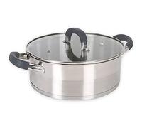 Quttin - Cacerola Profesional Induccion, Cocina Horno Acero Inoxidable Antiadherente. Cazuela Mediana Con Tapa. Apta Para Todo Tipo de Cocinas. Inducción, Gas, Vitro. Cacerola 26 cm. Modelo Heleom