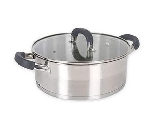 Quttin - Cacerola Profesional Induccion, Cocina Horno Acero Inoxidable Antiadherente. Cazuela Mediana Con Tapa. Apta Para Todo Tipo de Cocinas. Inducción, Gas, Vitro. Cacerola 26 cm. Modelo Heleom