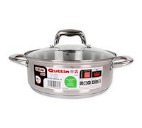 Quttin | Cacerola Profesional New Caesar de Inducción para Cocina y Horno | Cacerola Grande de Acero Inoxidable Antiadherente con Tapa de Cristal y Asas | 24 cm/4 L | Apta para Todo Tipo de Cocinas