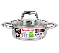 Quttin | Cacerola Profesional New Caesar de Inducción para Cocina y Horno | Cacerola Grande de Acero Inoxidable Antiadherente con Tapa de Cristal y Asas 18 cm/2 L Apta para Todo Tipo de Cocinas