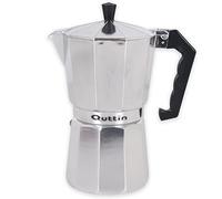 Quttin Cafetera Italiana de Induccion Grande. Todo Tipo de Cocinas. Moka Express. Aluminio. Mango de Silicona Aislante. Valvula Seguridad. Calidad. 12 Servicios