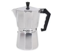 Quttin Cafetera Italiana de Induccion Mediana. Todo Tipo de Cocinas. Moka Express. Aluminio. Mango de Silicona Aislante. Valvula Seguridad. Calidad. 6 Servicios