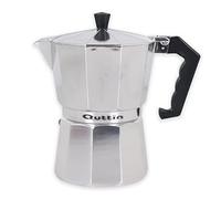 Quttin Cafetera Italiana de Induccion Pequeña, Todo Tipo de Cocinas, Moka Express, Aluminio, Mango de Silicona Aislante, Valvula Seguridad, 3 Servicios