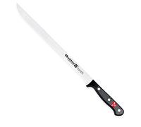 Quttin Cuchillo Jamonero, Hoja Afilada Remaches Acero Inoxidable, Molibdeno Vanadio, Jamon Serrano Iberico, Mango POM Resina Acetalica. Sybarite Negro, Hoja 25 cm