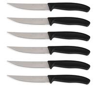 Quttin Cuchillo Pack de 6 Cuchillos de Uso Diario. Juego de 6 Cuchillos de Carne. Mango Negro Resistente y Duradero. Cuchillo Apto para Mesa Carne, Pelador, Cocina. Set 6 Piezas