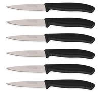 Quttin Cuchillo Pack de 6 Cuchillos de Uso Diario. Juego de 6 Cuchillos Pelador. Mango Negro Resistente y Duradero. Cuchillo Apto para Carne, Pelador, Cocina, Mesa. Set 6 Piezas
