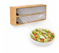 Quttin | Dispensador de Bambu Aluminio y Film 33.5x13x5.5 cm Tamaño óptimo Portarrollos Papel Cocina - Dispensador Papel Aluminio y Film Organizador de Cocina