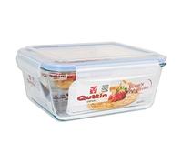 Quttin Fiambrera Cristal Comida Rectangular, Tapa con Goma Hermetica y Solapas, Valvula Microondas, Sin BPA, Horno Congelador y Lavavajillas, 3.5 litros, 26 x 22 x 12 cm