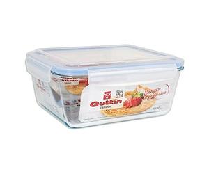 Quttin Fiambrera Cristal Comida Rectangular, Tapa con Goma Hermetica y Solapas, Valvula Microondas, Sin BPA, Horno Congelador y Lavavajillas, 3.5 litros, 26 x 22 x 12 cm
