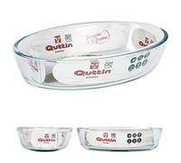Quttin - Fuente de Vidrio para Cocina, Borosilicato Cristal, Ovalada, Microondas Horno Congelador y Lavavajillas, 20.6 x 13.6 x 4.8 cm - 700 cc