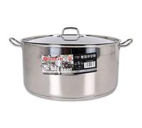 Quttin Hotel - Olla Profesional Induccion, Cocina y Horno, Tamaño Extra Grande, Acero Inoxidable Antiadherente, Tapa Cristal y Asas, Diametro 40 cm 25 litros