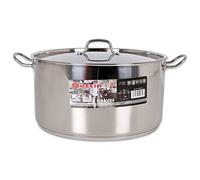 Quttin Hotel - Olla Profesional Induccion, Cocina y Horno, Tamaño Grande, Acero Inoxidable Antiadherente, Tapa Cristal y Asas, Diametro 34 cm 16 litros