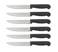 Quttin Laser Set 6 Cuchillos Chuleteros/Mesa 11cm M.Puntos Sierra especial Carnes Cocinadas.
