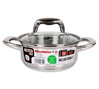 Quttin New Caesar - Cacerola Profesional Induccion, Cocina y Horno, Cazuela Pequeña, Acero Inoxidable Antiadherente, Tapa Cristal y Asas, 16 cm/1,5 L