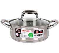 Quttin New Caesar - Cacerola Profesional Induccion, Cocina y Horno, Cazuela Pequeña, Acero Inoxidable Antiadherente, Tapa Cristal y Asas, 20 cm/2,5 L