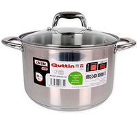 Quttin New Caesar - Olla Profesional Induccion, Cocina y Horno, Cacerola Mediana, Acero Inoxidable Antiadherente, Tapa Cristal y Asas, 24 cm/4 L