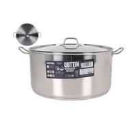 Quttin Hotel - Olla Profesional Induccion, Cocina y Horno, Tamaño Extra Grande, Acero Inoxidable Antiadherente, Tapa Cristal y Asas, Diametro 40 cm 25 litros