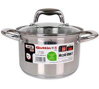 Quttin | Olla Profesional New Caesar de Inducción para Cocina y Horno | Cacerola Pequeña de Acero Inoxidable Antiadherente con Tapa de Cristal y Asas 18 cm/2 L | Apta para Todo Tipo de Cocinas