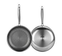 QUTTIN | Sartén Acero Inoxidable Triplex 28 cm con Antiadherente Triple Capa, Interior Tipo Panal, Sartén Inducción, Gas y Vitrocerámica, Sartén Apta para Lavavajillas, Cocina Saludable y Resistente