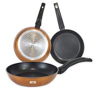 Quttin Sarten Antiadherente Aluminio con Revestimiento Resistente. Cacerola de Aluminio Forjado con Tapa de Cristal. Aptas para todo tipo de Cocinas. Modelo Foodier Oro 22 cm