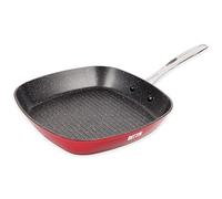 Quttin Sarten Asadora Antiadherente Aluminio con Revestimiento Resistente. Cacerola de Aluminio Forjado con Tapa de Cristal. Aptas para todo tipo de Cocinas. Modelo Majestic Granate 28 cm de Diametro