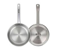 Quttin - Sartén Caesar 20 cm Acero Inoxidable sin Antiadherente Triple Capa, Apta para Inducción Gas Vitrocerámica Eléctrico y Horno, Cocina Saludable sin Tóxicos