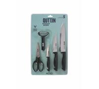 QUTTIN | Set De 5 Cuchillos, Pelador Y Tijera Colección Nero - Set de Cuchillos Cocina - Set de Cuchillos Profesional - Set Cuchillos Calidad