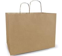 Qutuus Paquete de 50 bolsas de papel marrón de 16 x 6 x 12 pulgadas, bolsas de regalo grandes de papel kraft, bolsas de compras de papel kraft, bolsas de papel grandes con asas para comestibles,