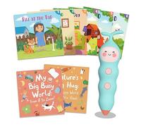 QuTZ Juego de libros de bolígrafo parlante, aprender a leer libros de sonido, juguetes de aprendizaje con 8 toques para leer libros, más de 600 palabras y datos divertidos, 6 libros de cuentos