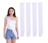 QUUPY 4 bandas de satén blanco en blanco, accesorio de fiesta liso para boda, fiesta de cumpleaños, suministros de bricolaje