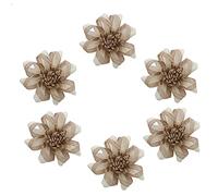 QUUPY 9 flores de arpillera hechas a mano, naturales, rústicas, rosas, cordel de yute, flores de arpillera para manualidades, bodas, fiestas de Navidad, decoración de regalo