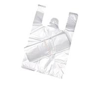 QUUPY Camiseta 100pcs con Bolsa con Mango Bolsa de plástico Transparente Bolsa de Compras minoristas de Alimentos a Granel 22.5x40cm para supermercados