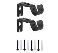 QUUPY Juego de 2 soportes de pared ajustables para barra de cortina, de metal resistente, longitud ajustable de 3 cm a 12 cm, color negro