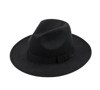 QUUPY Sombrero de sol bicolor negro con borde ancho con banda para iglesia Derby Bowknot Cap Beach Trilby Sombrero de sol para hombre y mujer