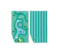 Quut Toalla de playa o piscina para niños con juego - Microfibra de secado ultra rápido, sin arena, compacta, ligera (safari, L - 180 x 100 cm)