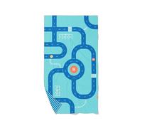 Quut Toalla de playa o piscina para niños con juego - Microfibra de secado ultra rápido, sin arena, compacta, ligera (calle, L - 180 x 100 cm)