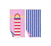 Quut Toalla de playa o piscina para niños con juego - Microfibra de secado ultrarrápido, sin arena, compacta, ligera (faro, L - 180 x 100 cm)