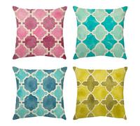 Quuzee 4 Piezas Fundas de Cojín Geometría Abstracta Minimalista Throw Pillow Covers Decorativo Fundas de Cojín para Sofá Cama Decoración para Hogar Set de 4 Cushion Cover 40x40cm/16x16 Inch