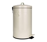 QUVIO Cubo de basura metálico Ideal para baño escritorio o Dormitorio, Papelera Oficina, Papelera de pedal, 12L cubo basura cocina con pedal de estilo vintage, retro bin, Papelera de metal - beis