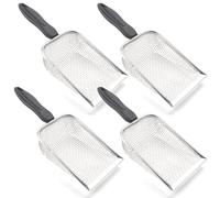 Quweiz 4 cucharas de arena de acero inoxidable para reptiles, sustrato de reptiles, tamiz de malla fina de metal, pala limpiadora para ropa de cama de arena, acuario y terrario
