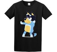 quwomu Men's Bl~uey Da@d for Daddy'S on Father's Day Bandit T-Shirt Funny Gift for Dad Papa Black