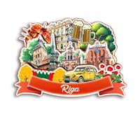 Quwsne Imán de nevera para Riga Letonia - Recuerdos de viaje - Regalos turísticos 3D - Monumentos clásicos hechos a mano - Decoración del hogar - 2485