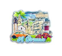 Quwsne Imán para nevera A Coruña, España, imán para nevera, recuerdos de viaje de ciudad, regalos turísticos, monumentos clásicos 3D, hechos a mano, decoración del hogar, 1022